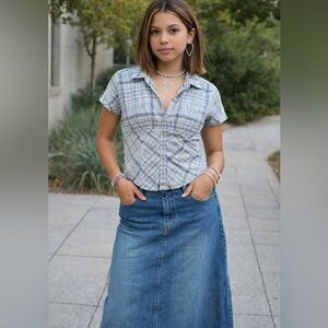 90s Plaid Snap Front Shirt Plus Size 16W Casual Y2K Grunge Western Vintage